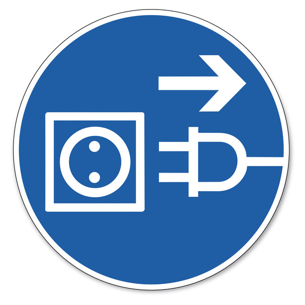 geboden teken veiligheid teken pictogram veiligheid teken voor het openen van de stekker - Vector, afbeelding