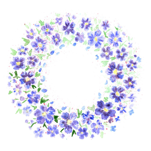 blue small florets frame - Foto, Imagen