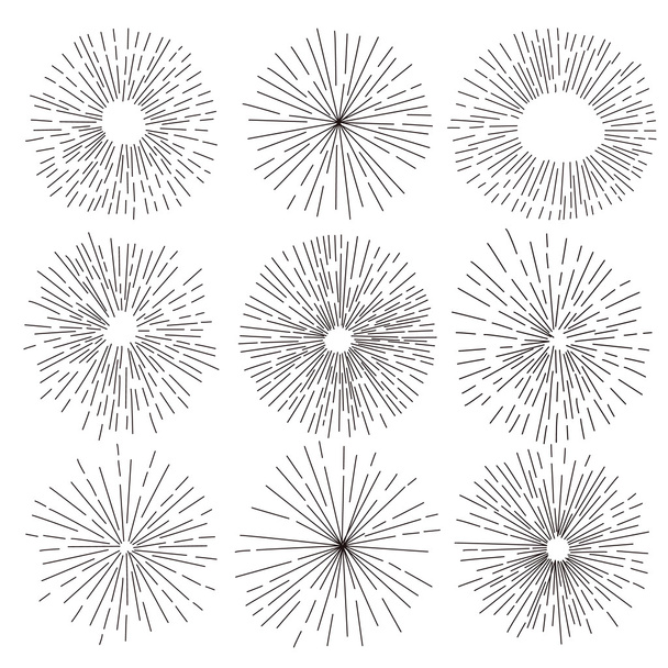 set of hand drawn rays - Vector, Image