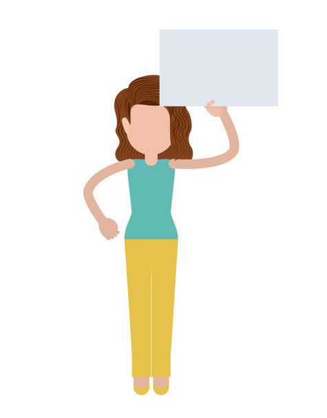 people protesting with signs and notices isolated icon design - Vector, Image