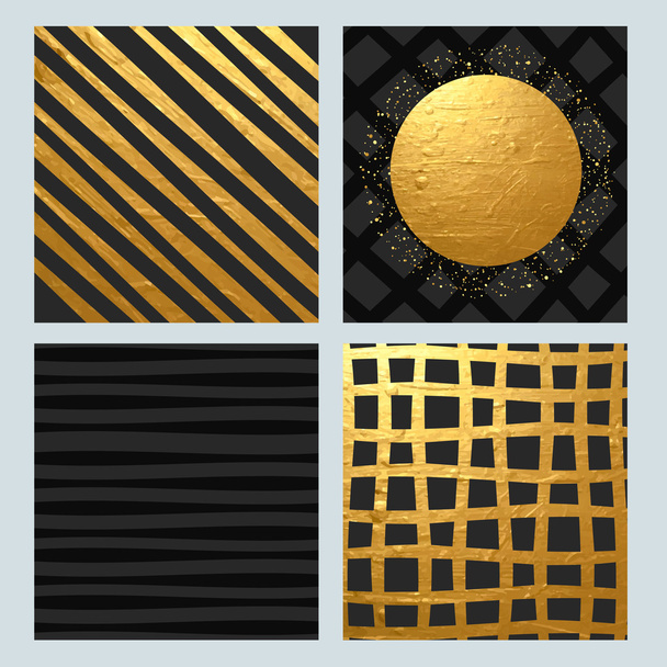 Set of abstract pattern with golden texture. - Vetor, Imagem