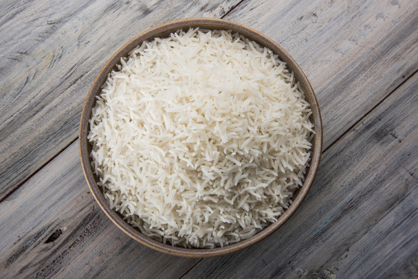 Indický basmati rýže, pákistánské rýže basmati, asijské basmati rýže, vařená rýže basmati, vařené bílé rýže, vařená holý rýži v misce - Fotografie, Obrázek
