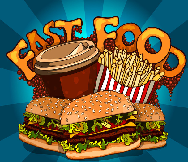 Vintage fast food background - Vector, Image