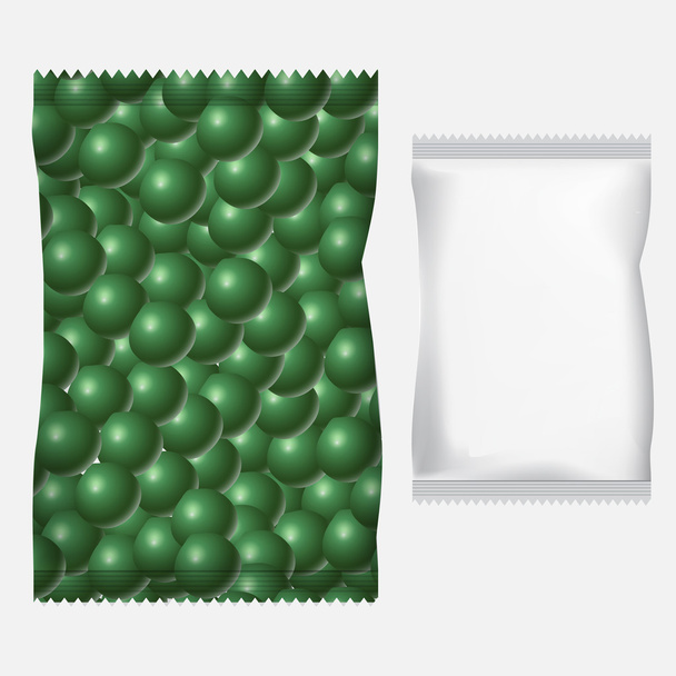 packaging green peas - Vector, Image