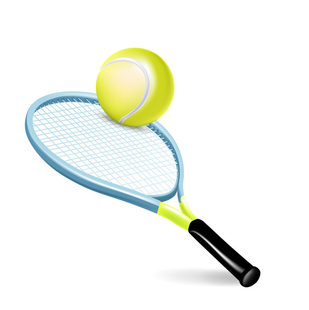 teniszütő labdával - Vektor, kép