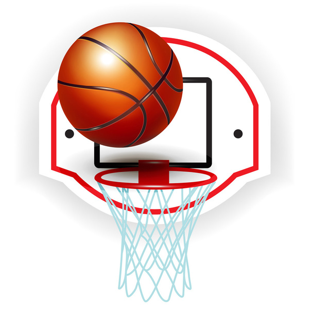 basketbalový kruh a míč - Vektor, obrázek