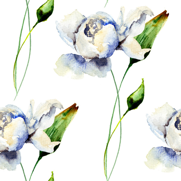 Seamless pattern with White Peony flowers - Foto, afbeelding