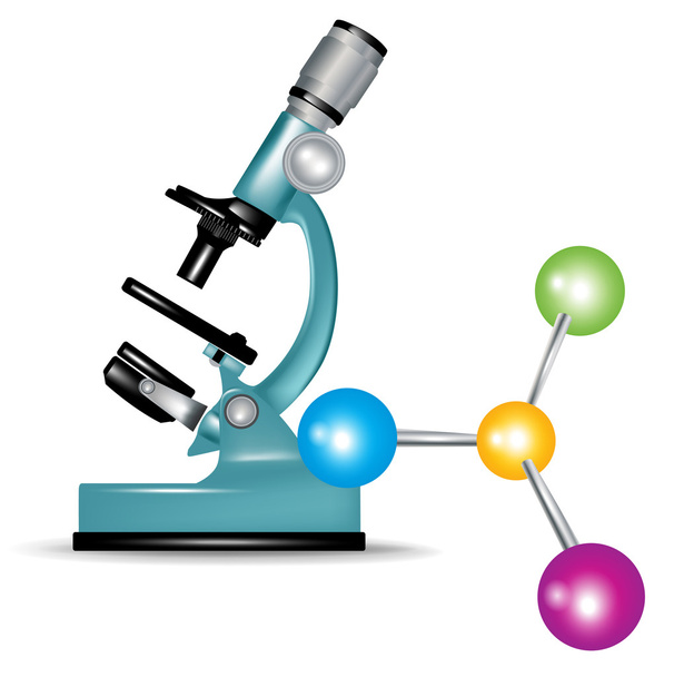 Microscope and abstract molecules - Vector, Imagen
