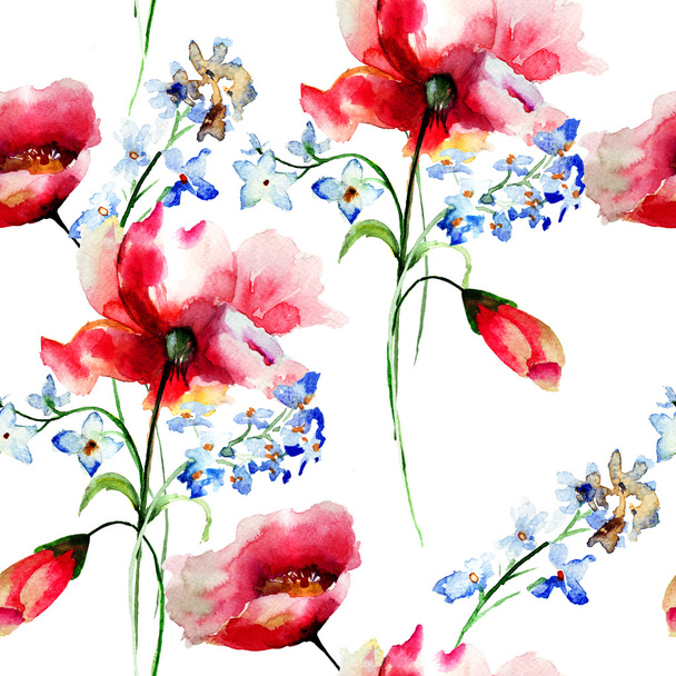 Seamless pattern with spring flowers - Photo, image