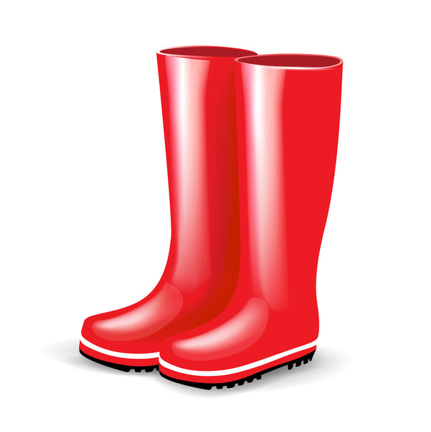 Un par de botas de goma rojas
 - Vector, imagen