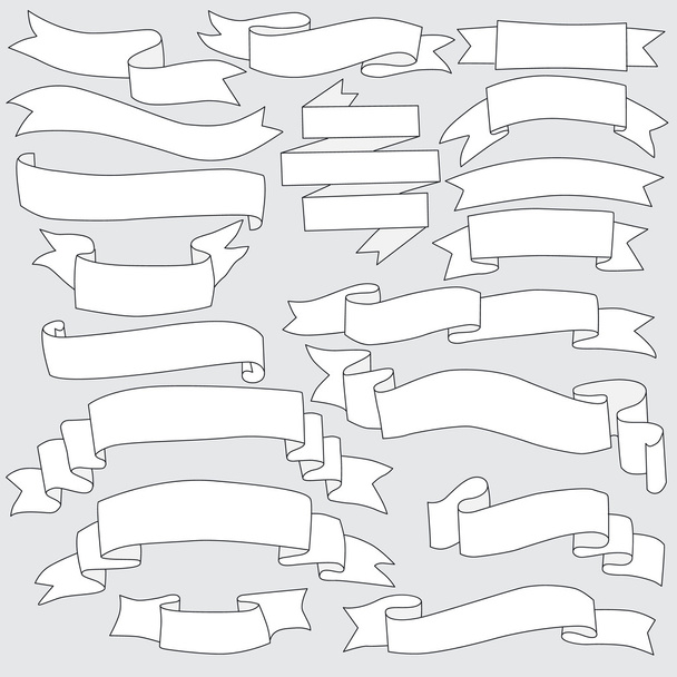 set of ribbons drawn hand on a gray background - Vector, Image