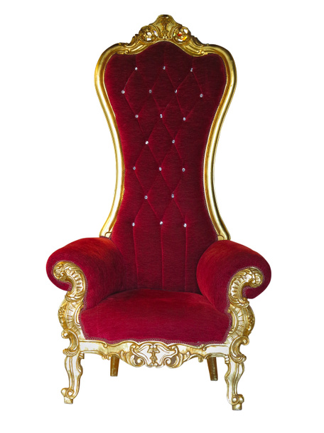 Старый красный золотой трон короля изолирован над белым
. - Фото, изображение