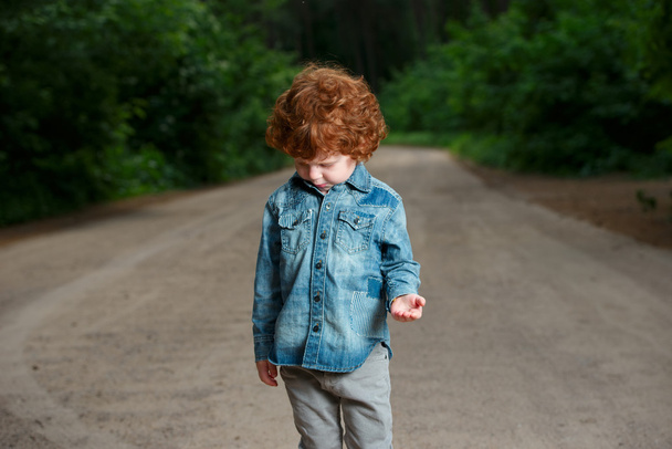 cute little emotional boy outdoors - Foto, immagini