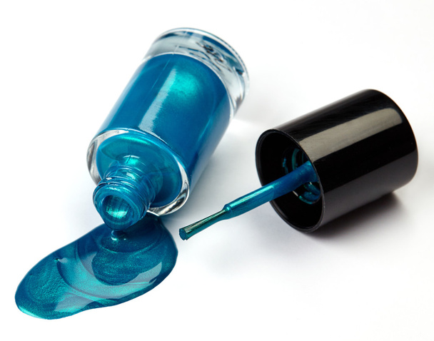 Blue shiny nail polish - Photo, Image
