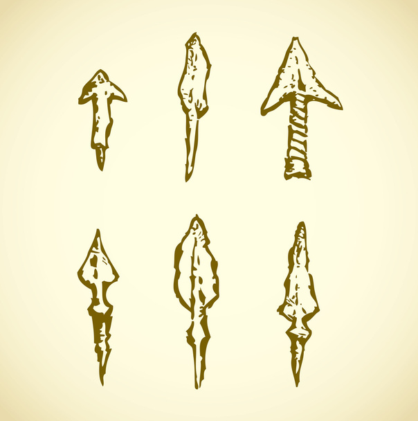 Arrowheads. Vector in engraving style - Vector, Image