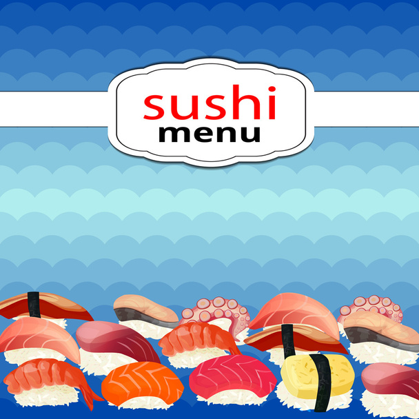 Sushi menu sushi on a background of waves - Vecteur, image