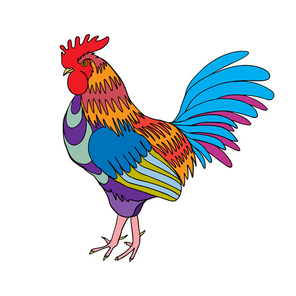Rooster painting in color - Fotoğraf, Görsel