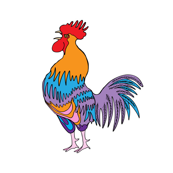 Rooster painting in color - Vetor, Imagem