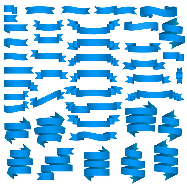 set of blue ribbons banners - Vector, Image