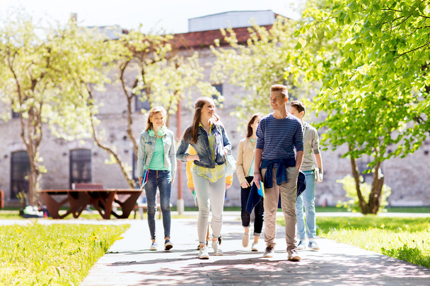 group of happy teenage students walking outdoors - Fotografie, Obrázek