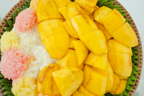 Mango with sticky rice and sesame on the top - Photo, Image