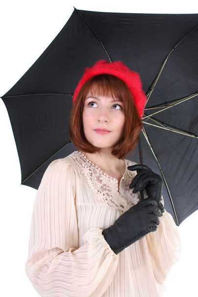 mulher bonita com guarda-chuva sonhando - Foto, Imagem