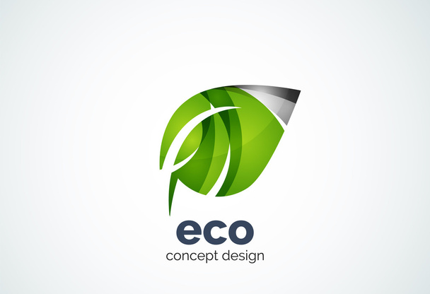 İş şirket yaprak logo şablonu, yeşil kavramı - Vektör, Görsel