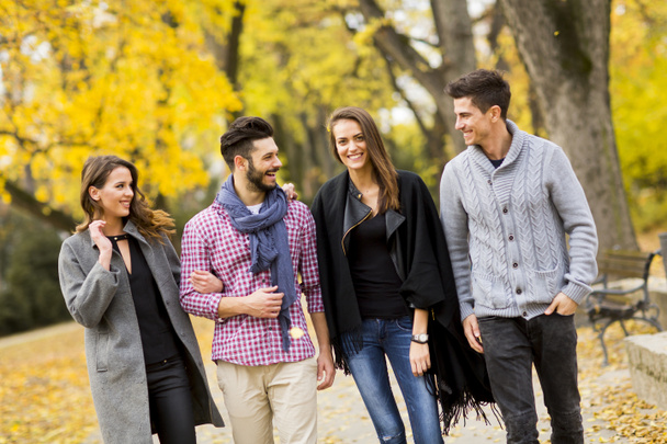 Young people in the autumn park - Photo, Image