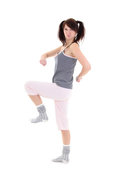 Funny girl in pajamas over white - Fotografie, Obrázek