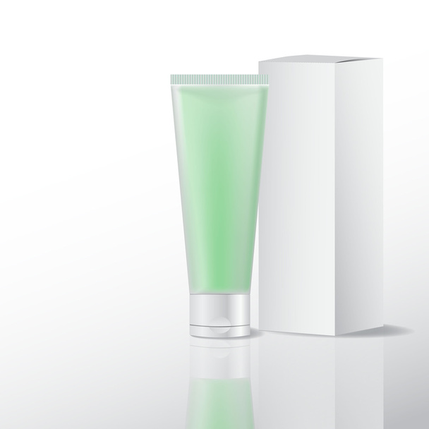 зелені трубки для косметики, крем для рук, упаковка
 - Вектор, зображення