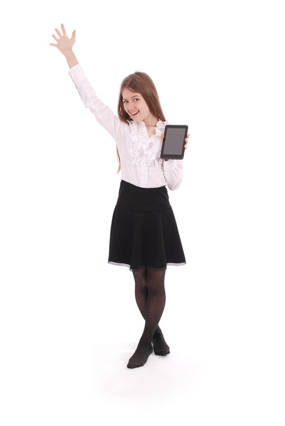 Beautiful young woman holding digital tablet - Foto, afbeelding