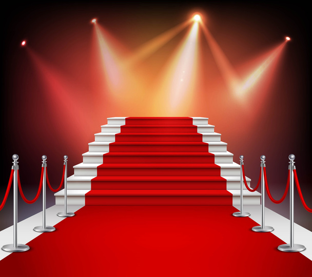 червоний килим зі сходами
 - Вектор, зображення