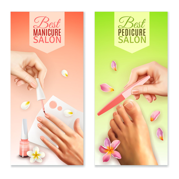 Pedicure en manicure banners - Vector, afbeelding