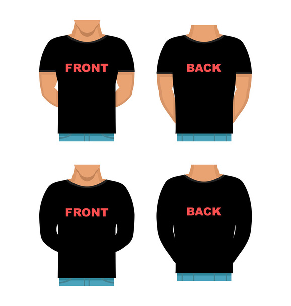 Mann mit T-Shirt und Sweatshirt, Vektorflach-Attrappe, Vorlage - Illustration - Vektor, Bild