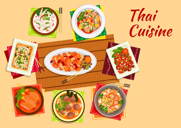 タイ料理とアジア料理ディナー  - ベクター画像