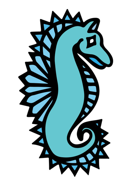 Cavalluccio marino astratto blu per tatuaggio e altro design
 - Vettoriali, immagini