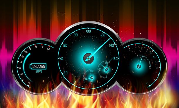 Speedometer in fire - Vector, Image