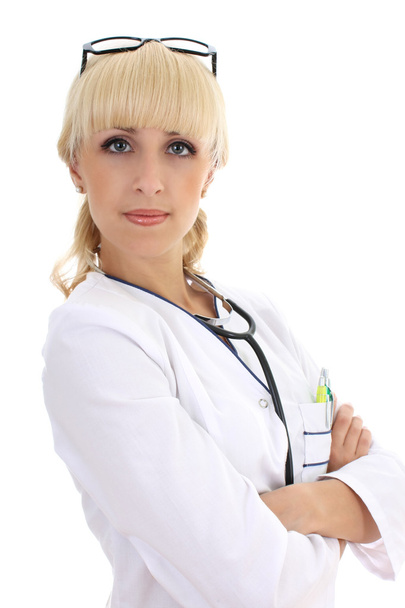 Доктор женщина в белом платье - Фото, изображение