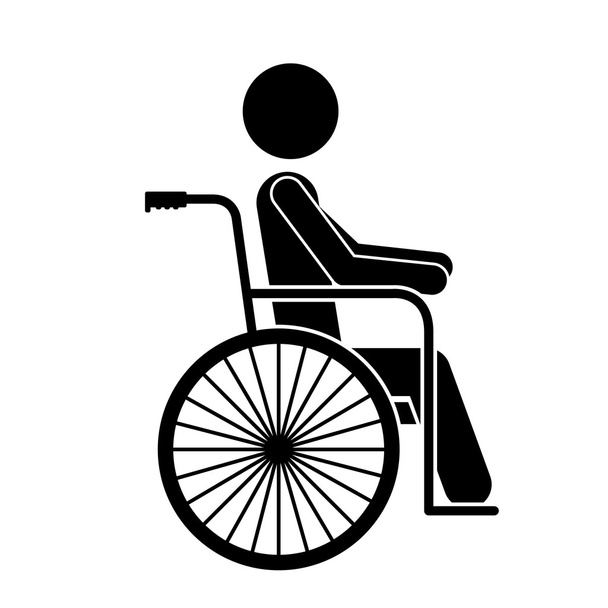 αναπηρική καρέκλα για άτομα με ειδικές ανάγκες άτομο απομονώνεται εικονίδιο σχεδιασμός - Διάνυσμα, εικόνα