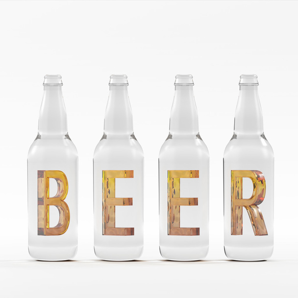  Beer glasses with amber crystal font 3D rendering 3D illustration - Fotoğraf, Görsel