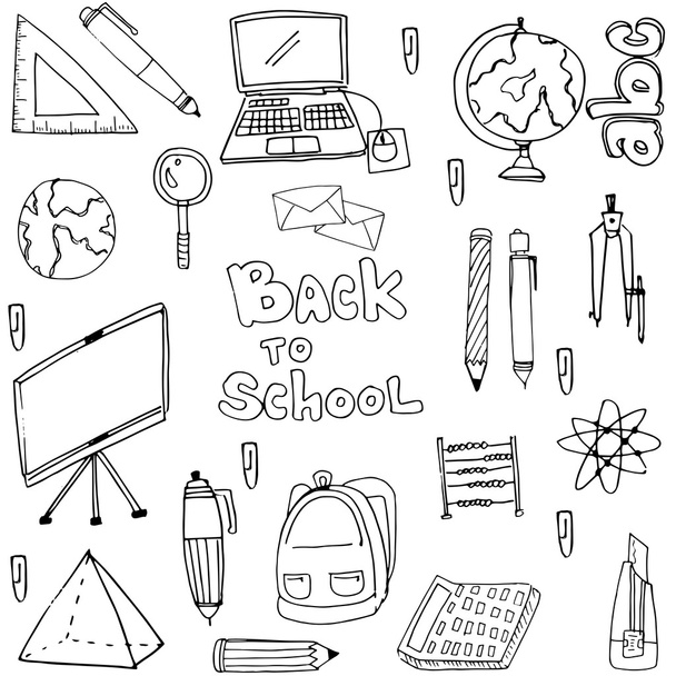Doodle de mano dibujar la colección de suministros educativos
 - Vector, imagen