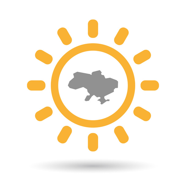 Icono de sol de arte de línea aislada con el mapa de Ucrania
 - Vector, imagen