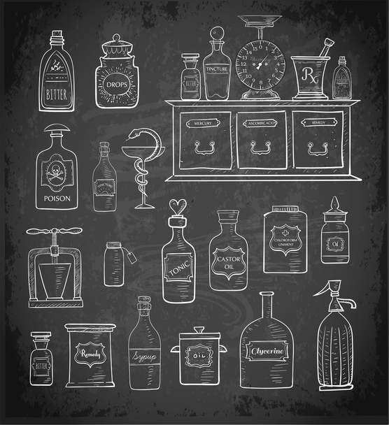 Vintage drugstore objects - Vector, afbeelding