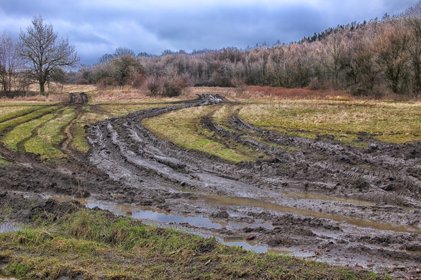 Prado devastado cheio de lama
 - Foto, Imagem