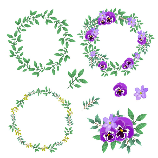 set with floral wreaths  - Вектор, зображення