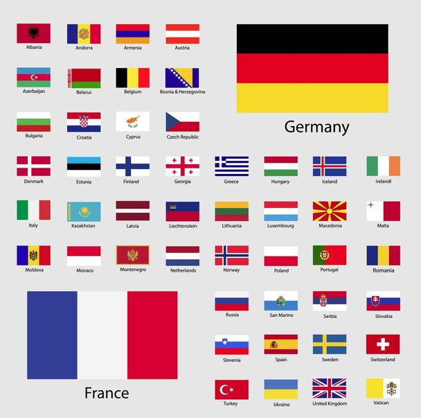 σημαίες της Ευρωπαϊκής Ένωσης. Εικονογράφηση διανύσματος. - Διάνυσμα, εικόνα