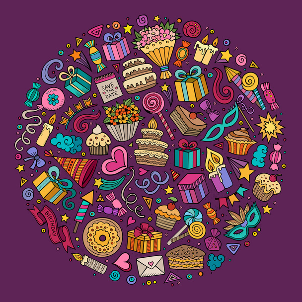 CoSet of Holidays cartoon doodle objects - Vector, Image