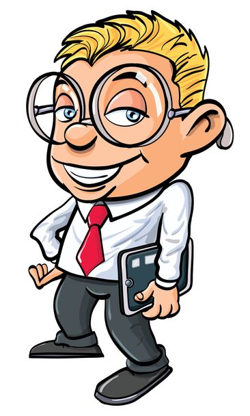 Cartoon cute nerdy office worker - Vector, Image
