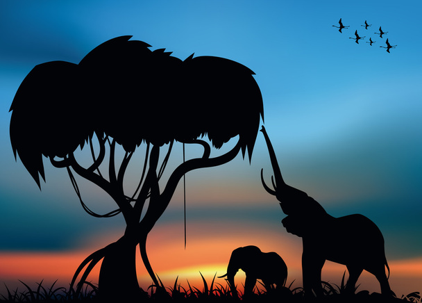 Filler ile Afrika savvanna - Vektör, Görsel