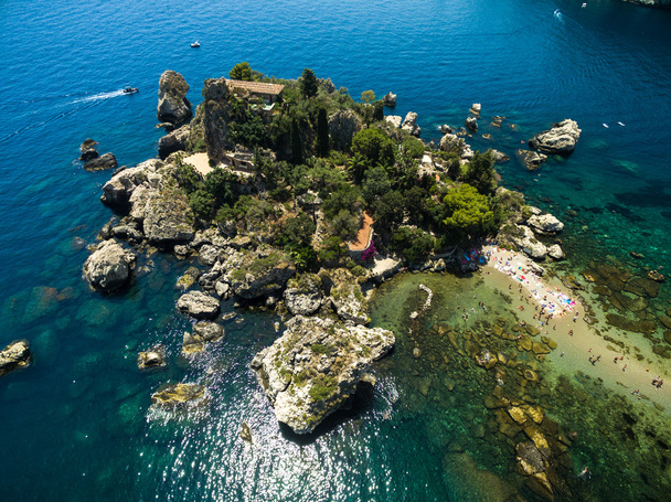 beach and island Isola Bella at Taormina - Photo, Image